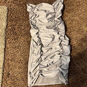 Silver strapless dress